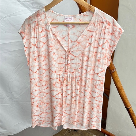 Isabel Maternity Pink and White Flutter Sleeve Blouse - Picture 1 of 6